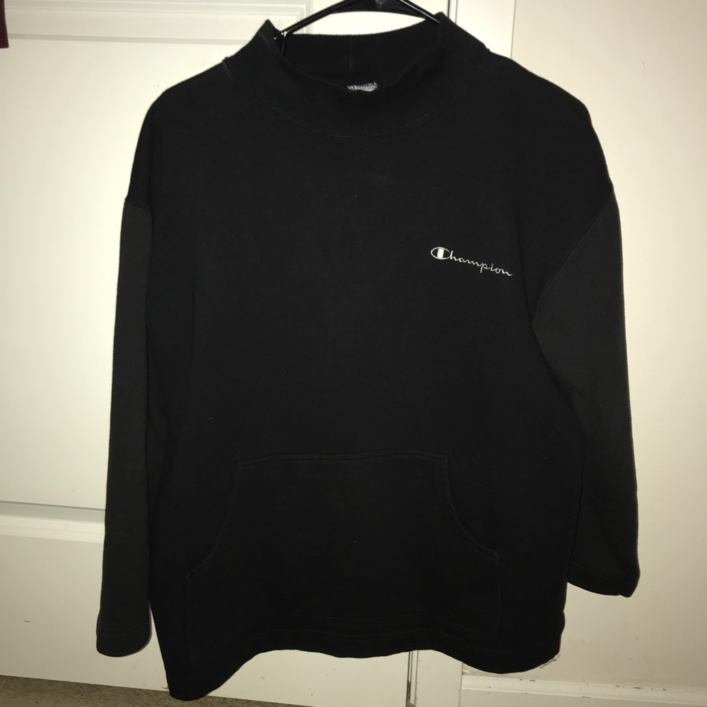 Champion Mockneck Sweatshirt Rare Vintage Black